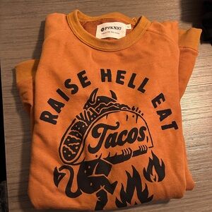 Orange Pyknic 'Raise Hell Eat Tacos' Sweatshirt